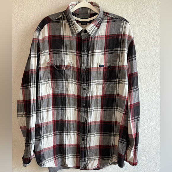 Polo Ralph Lauren Vintage Black and Red Plaid Button Down Flannel Shirt Men XL - Picture 1 of 6